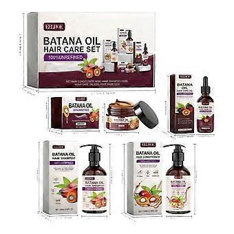 Batana hårvårdsset med olja, 4 delar, 100 % oraffinerat schampo, balsam, mask och olja för djupt hår