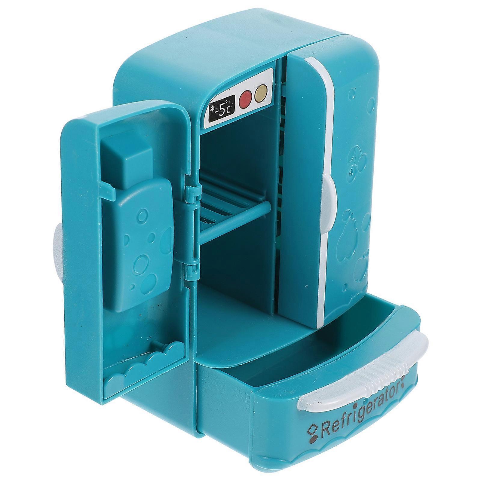 Miniature Fridge for Decor Dolls House Model Blue Material