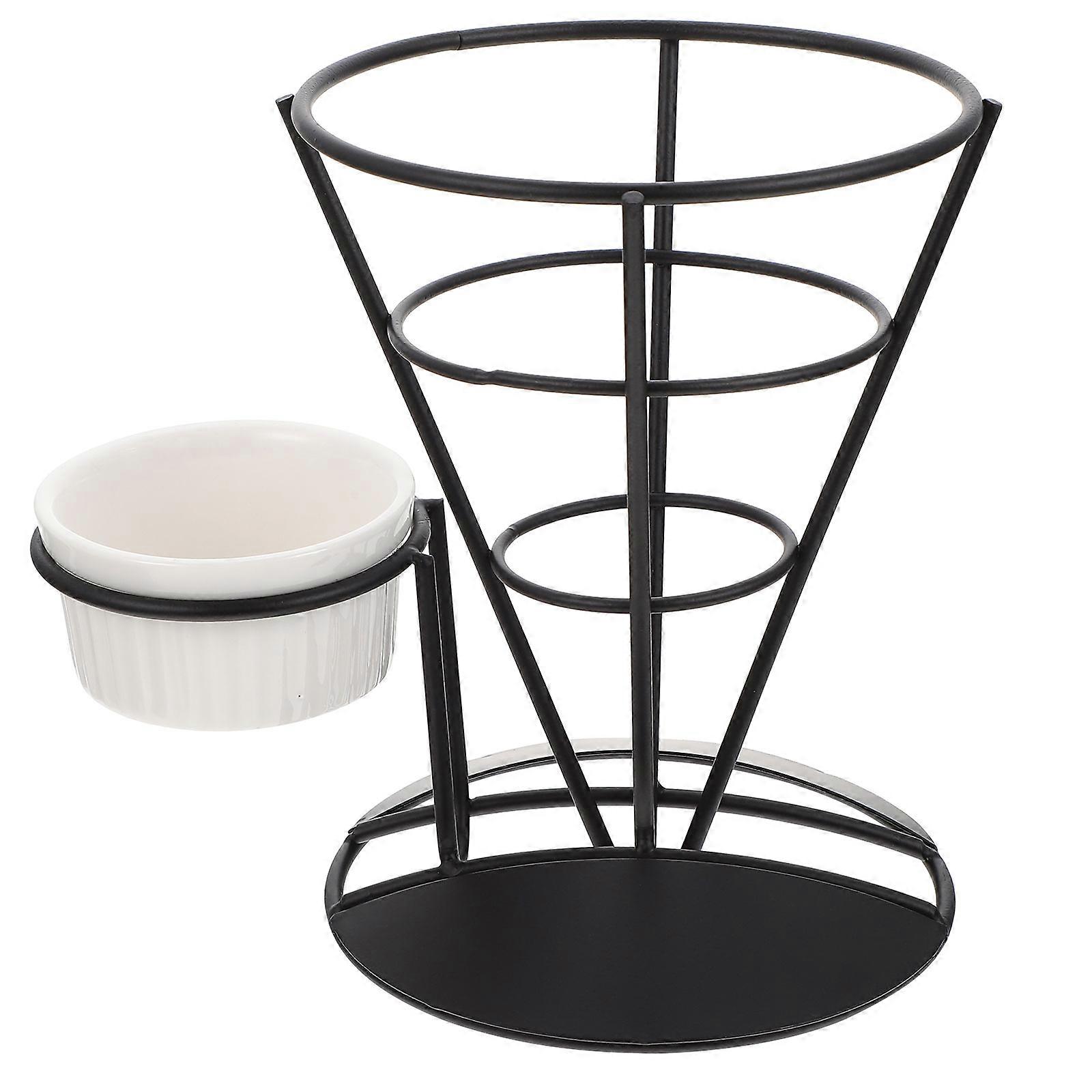 Black Snack Serving Rack with Sauce Cup for Kitchen Use