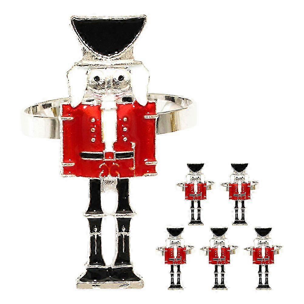 Elegant Silver Napkin Rings 6Pcs Unique Nutcracker Shape compatible with Tidy Dinner Table Settings