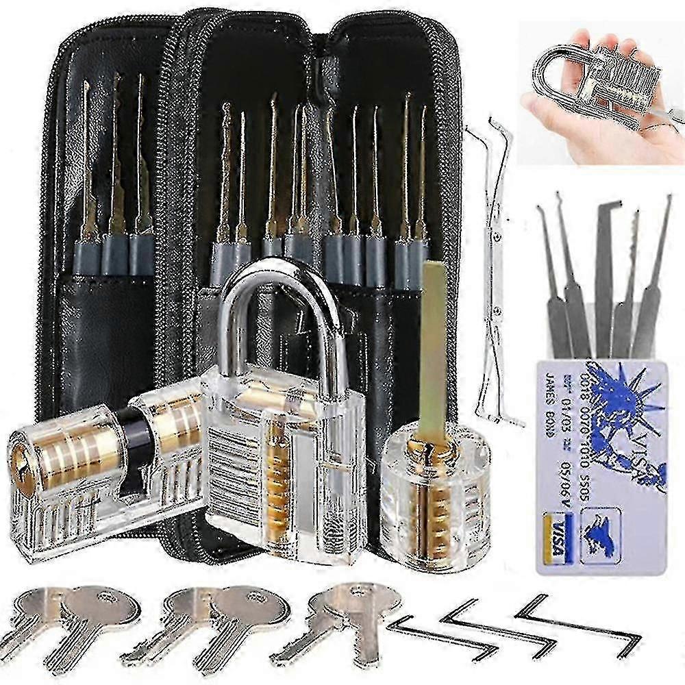 Locksmith Training Lock Set, 30-Piece Transparent Practice Lock Kit for Beginners and Trainees