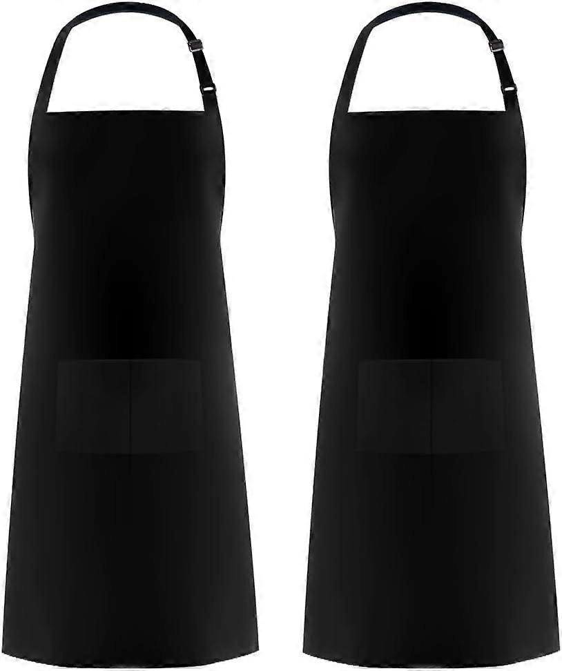 2 Pack Adjustable Bib Apron Waterdrop Resistant with 2 Pockets Cooking Kitchen