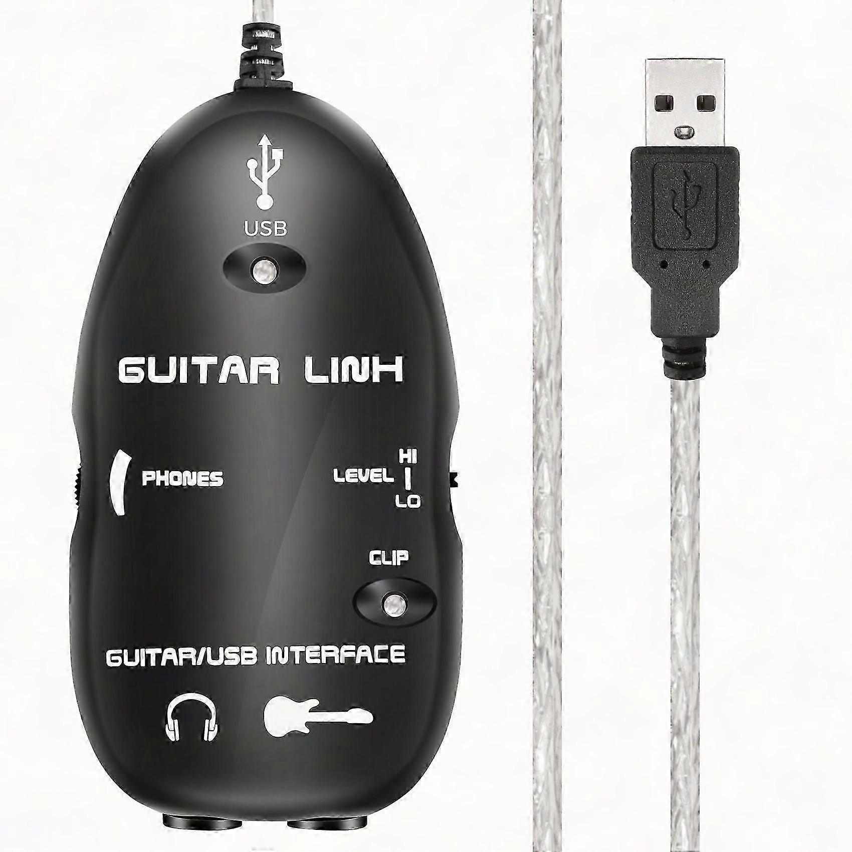 Guitar to USB Interface Link Cable Adapter for MAC/PC Recording CD Studio Laptop