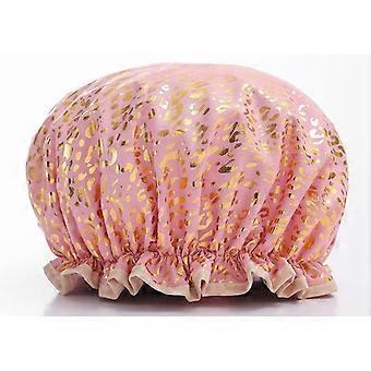 Waterproof Double-Layer Shower Cap, Supersoft Satin and PEVA, Large Oversized, for Showering, Hair Care, SPA, 3 Pack (Leopard Pink/Purple/Black)