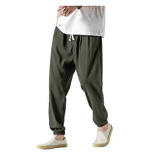 Spring Fall Men Bloomers Harem Pants Loose Drawstring Elastic Waist Pockets Deep