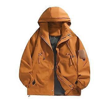 Men Jacket Hooded Long Sleeve Windproof Waterproof Windbreaker with Multi-Pocket