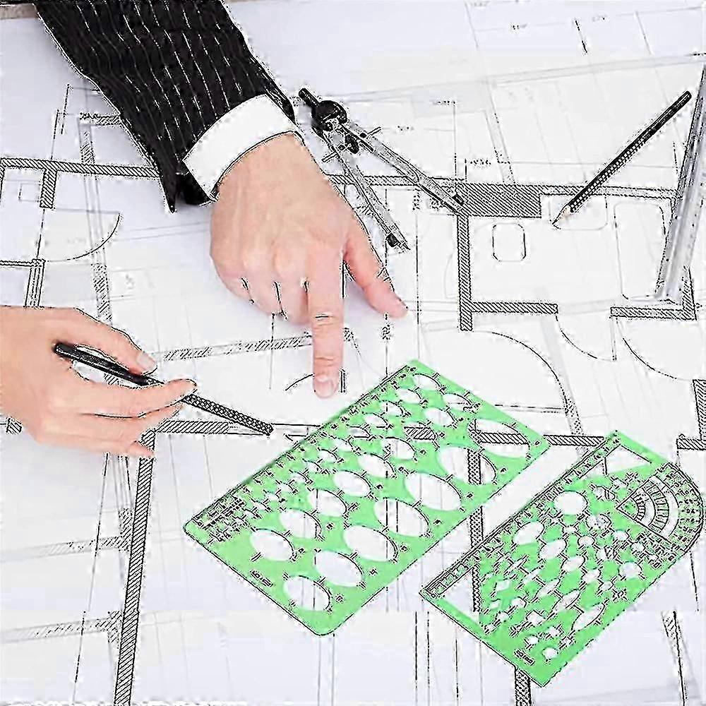 Geometric Drawings Templates, Drafting Stencils Measuring Tools, Plastic Clear