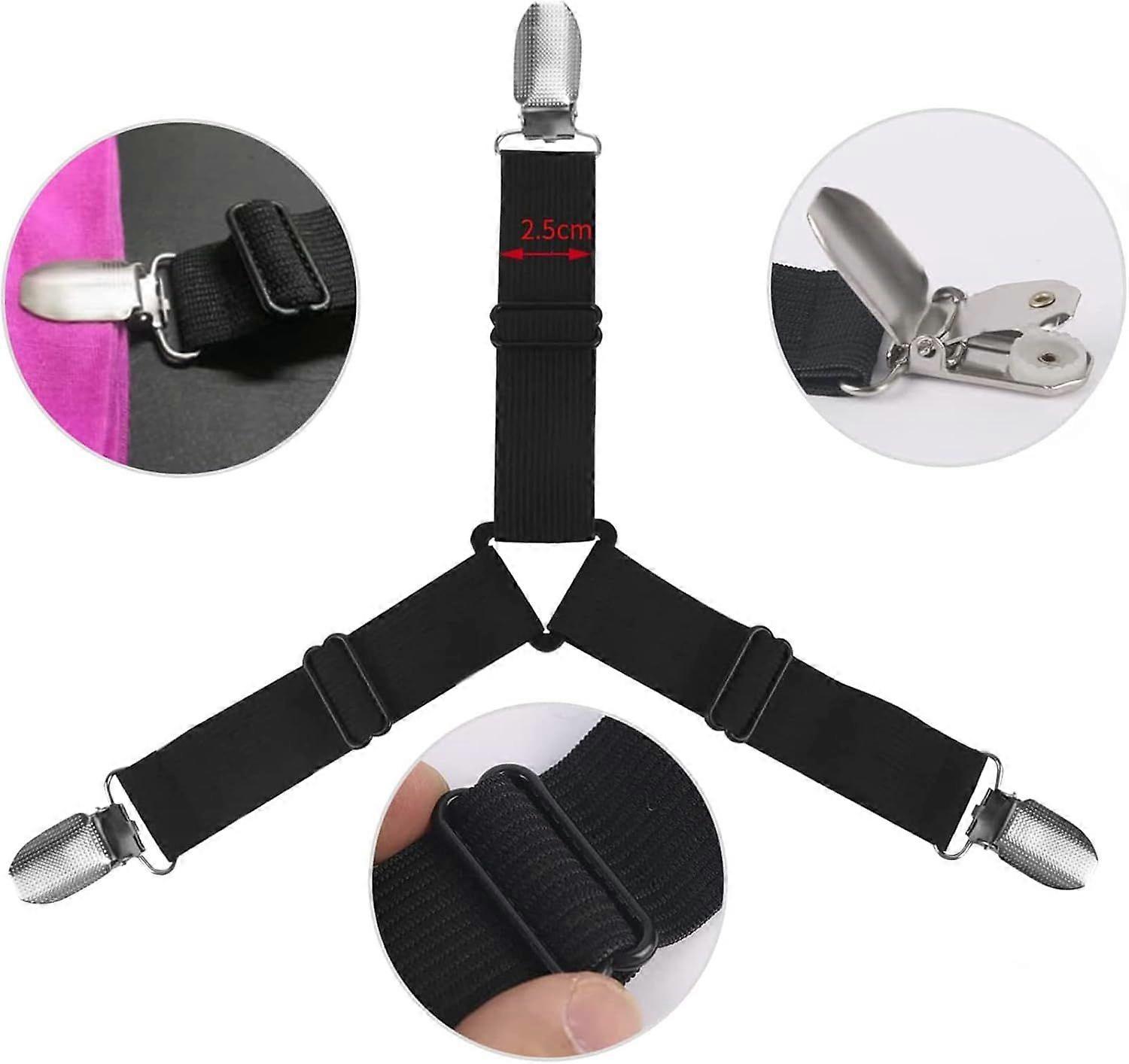 Sheet Clips 4 Adjustable Triangular Sheet Straps, Elastic Sheet Clips for Bed