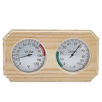 Wood Sauna Thermometer and Hygrometer, Dual Gauge with Temperature and Humidity Split-Dial, Wall-Mount Design