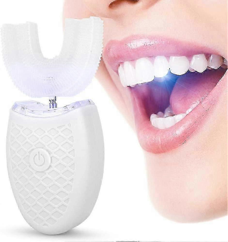 Sonic U-Shaped Electric Toothbrush with Soft Silicone Head, White