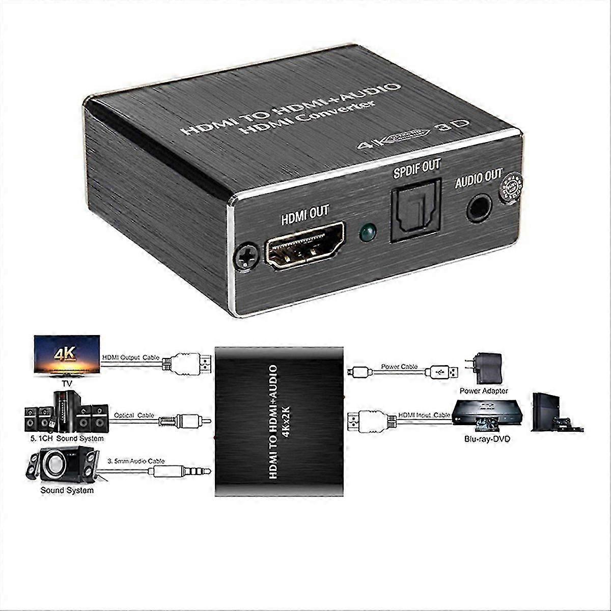 Convertidor de audio compatible con HDMI, extractor de audio SPDIF, extractor estéreo óptico