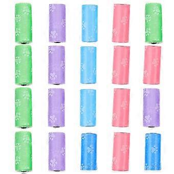 Pet Waste Storage Bags Plastic for Convenient Use 20 Rolls Assorted Color