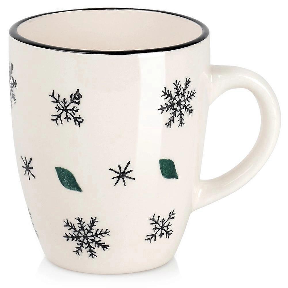 Keramisk snöflingemugg, 350 ml, vit, festlig design