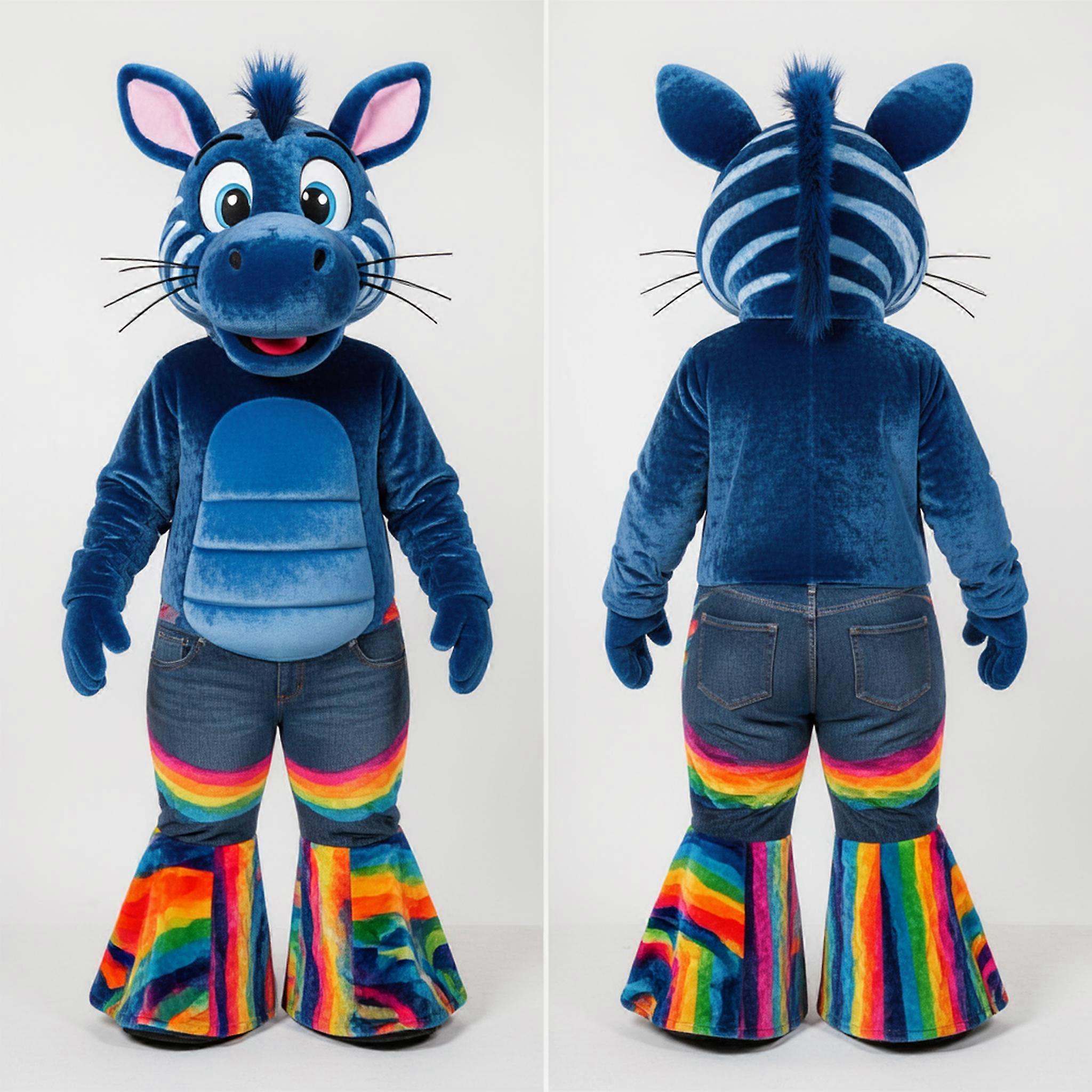 MASTICOT Velvety Blue Cartoon Zebra Mascot