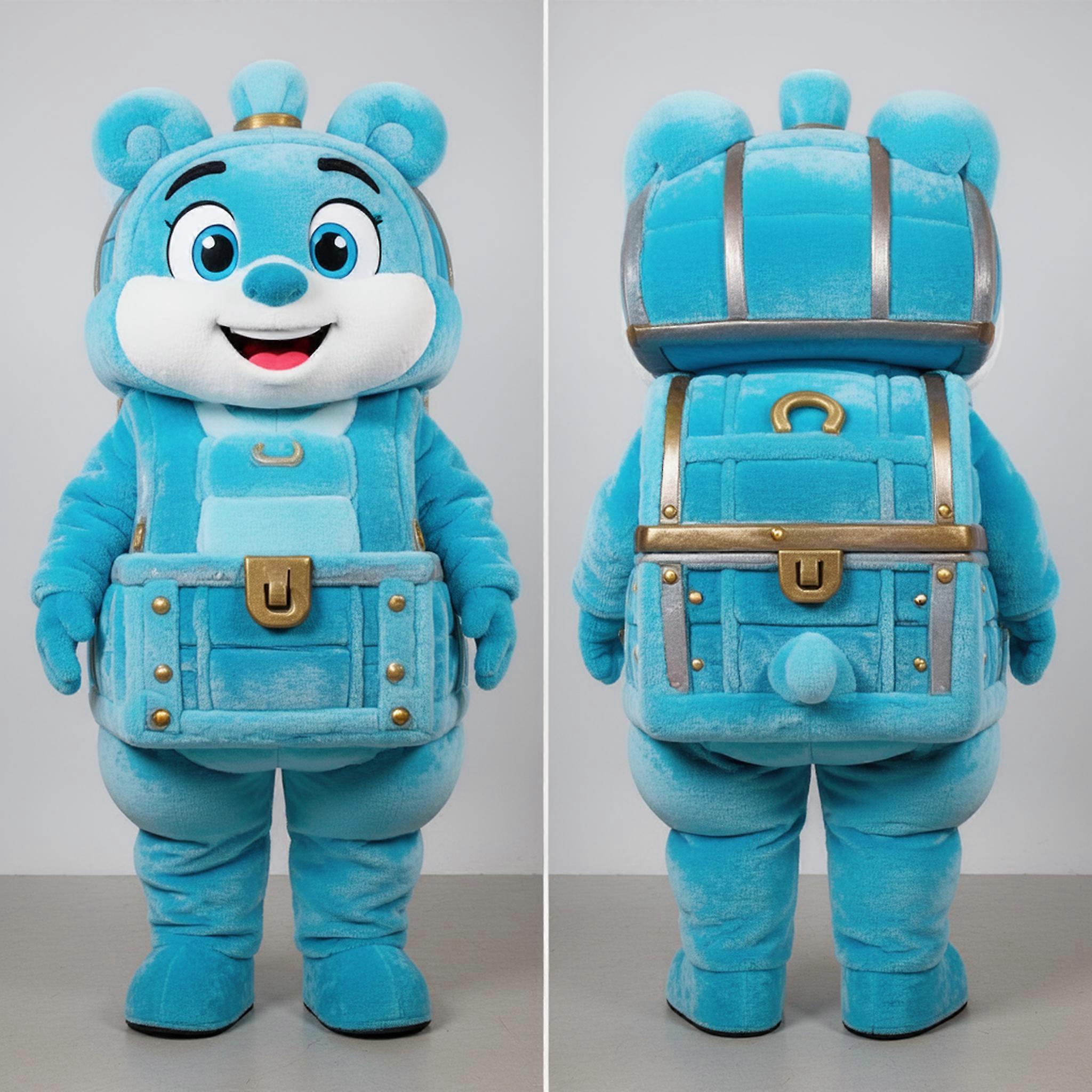 MASTICOT Cyan Denim Treasure Chest Mascot