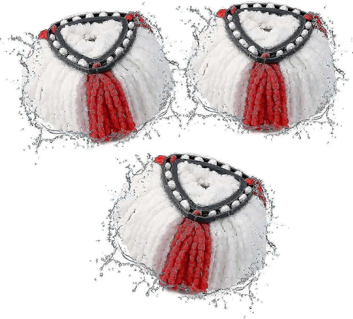 3-Pack Red Microfibre Mop Head Replacements Compatible with Vileda 2-in-1 Turbo Mop