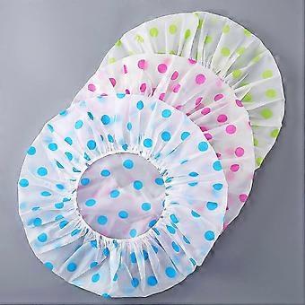 Shower Caps compatible with Women/Men 3 Pack Waterproof & Reusable Bath Cap with Elastic Band
