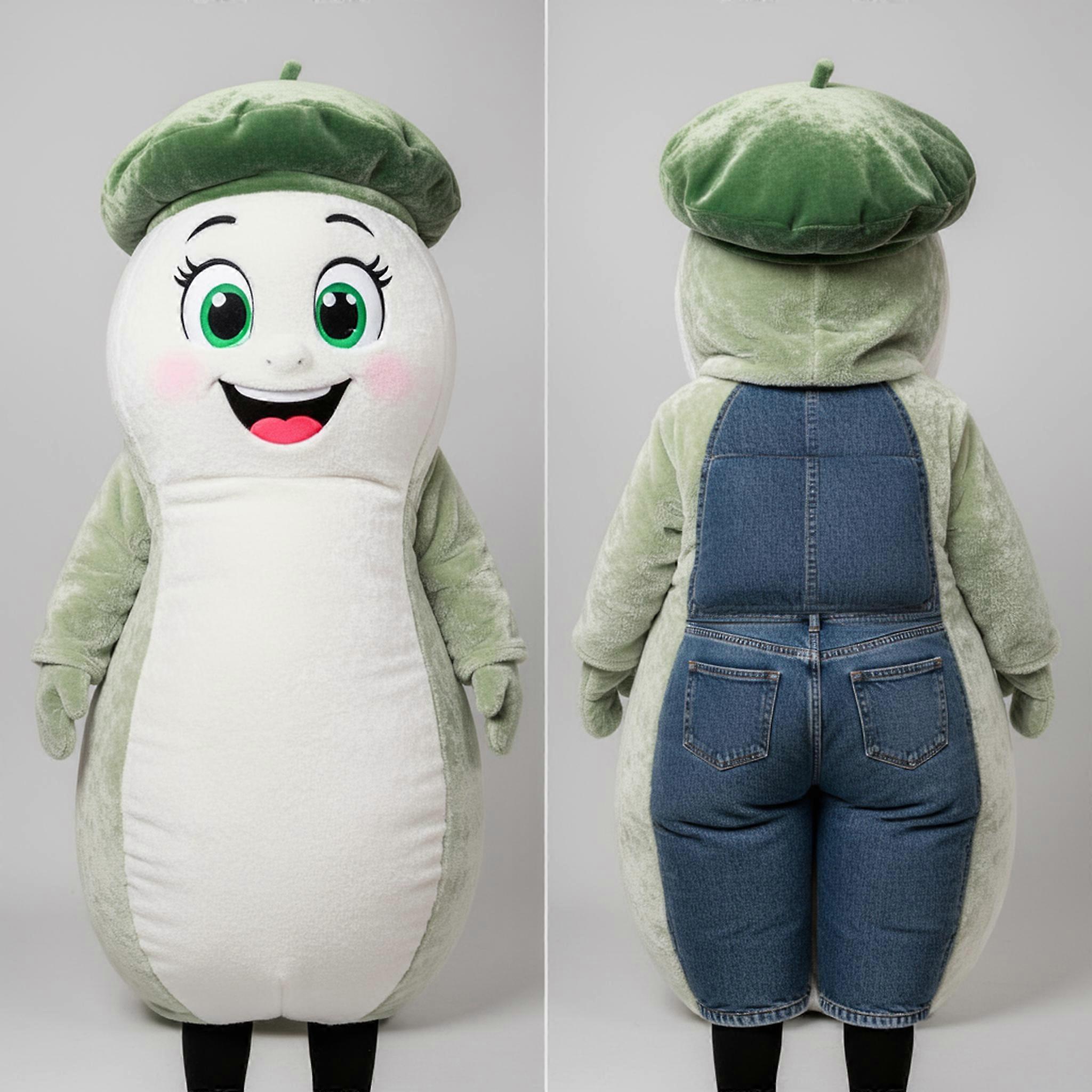MASTICOT Muted Green Smiling Green Bean Mascot