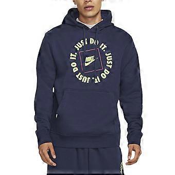 NIKE Mens Fleece Hoodie JDI Pullover Long Sleeve Winter Hooded Sweatshirts Navy