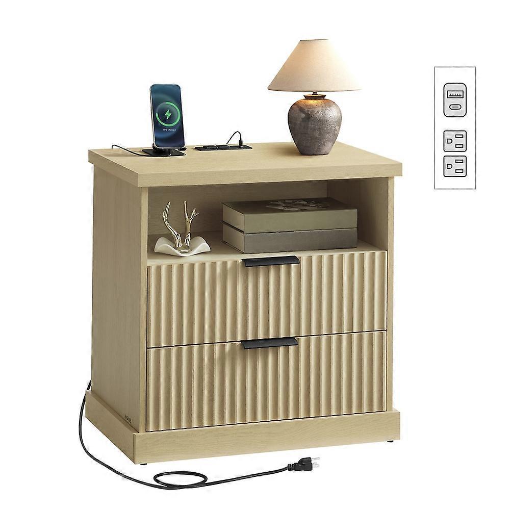 MAXE Collection - Nightstand with Charging Station 15.7"D