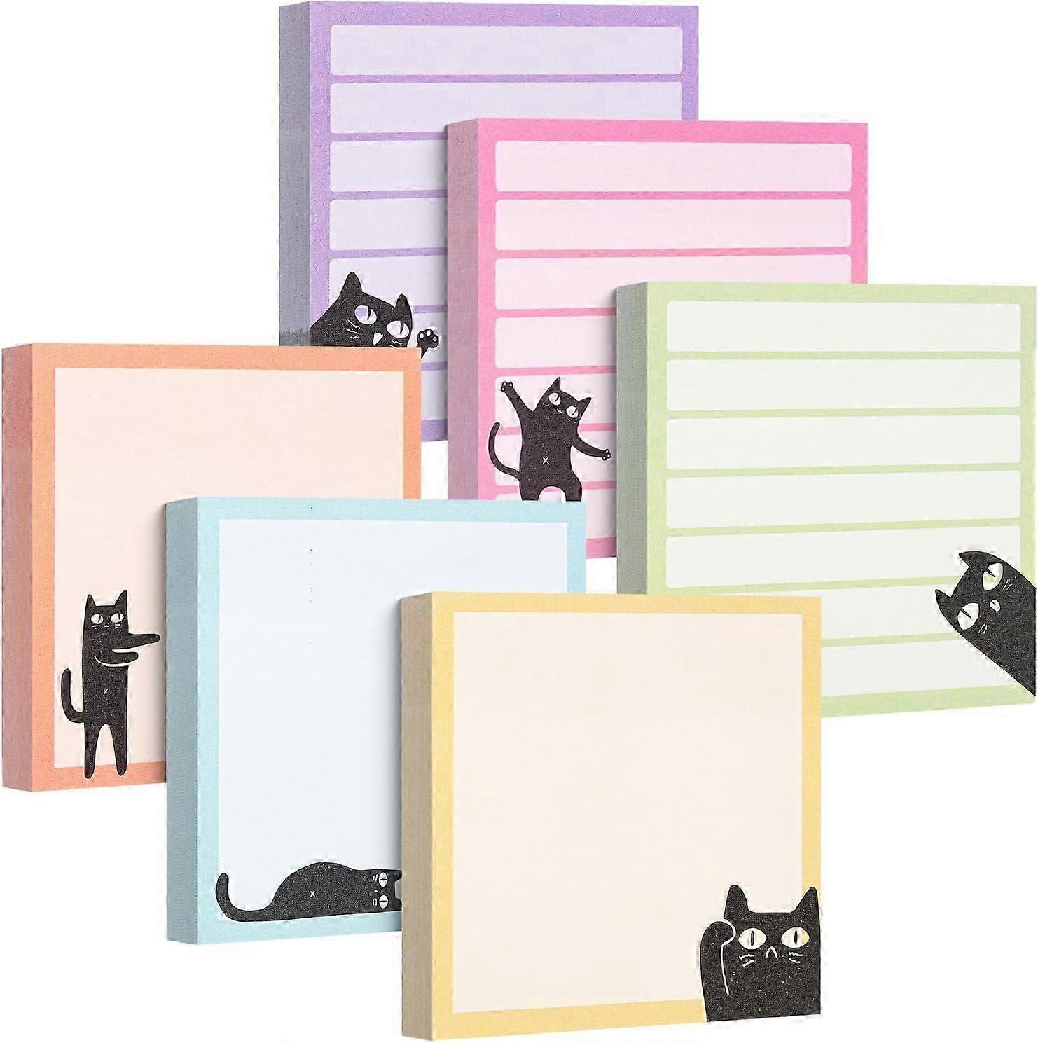 Pastel Black Cat Sticky Notes Pack