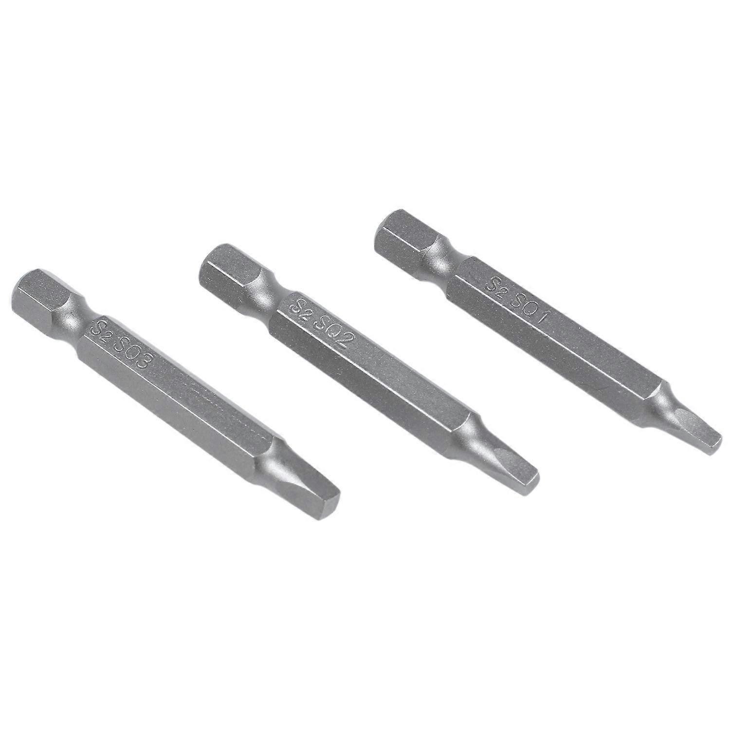 3Pcs 50mm 1/4 Inch Hex Square Head Screwdriver Bits Set