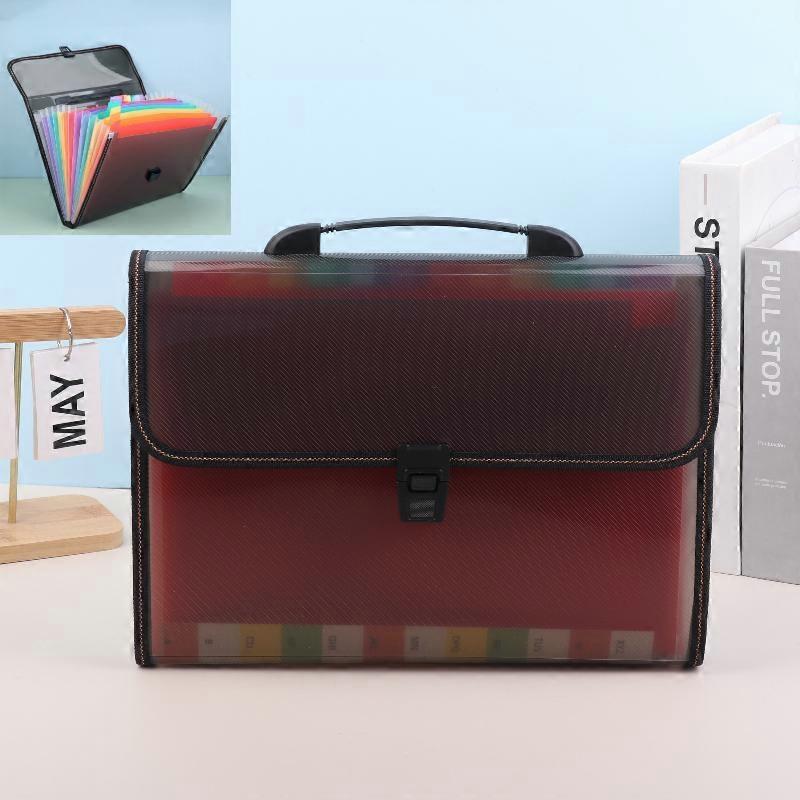 Large Capacity Waterproof File Transparent Folder Press Button Plastic Data Document Bag Pocket Storage Office Supplies