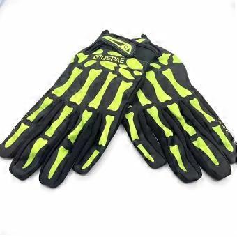 Full Finger Cycling Gloves with Skull Print, 1 Pair Touch Screen Long Finger Warm Riding Racing Gloves for Outdoor Sports Bike