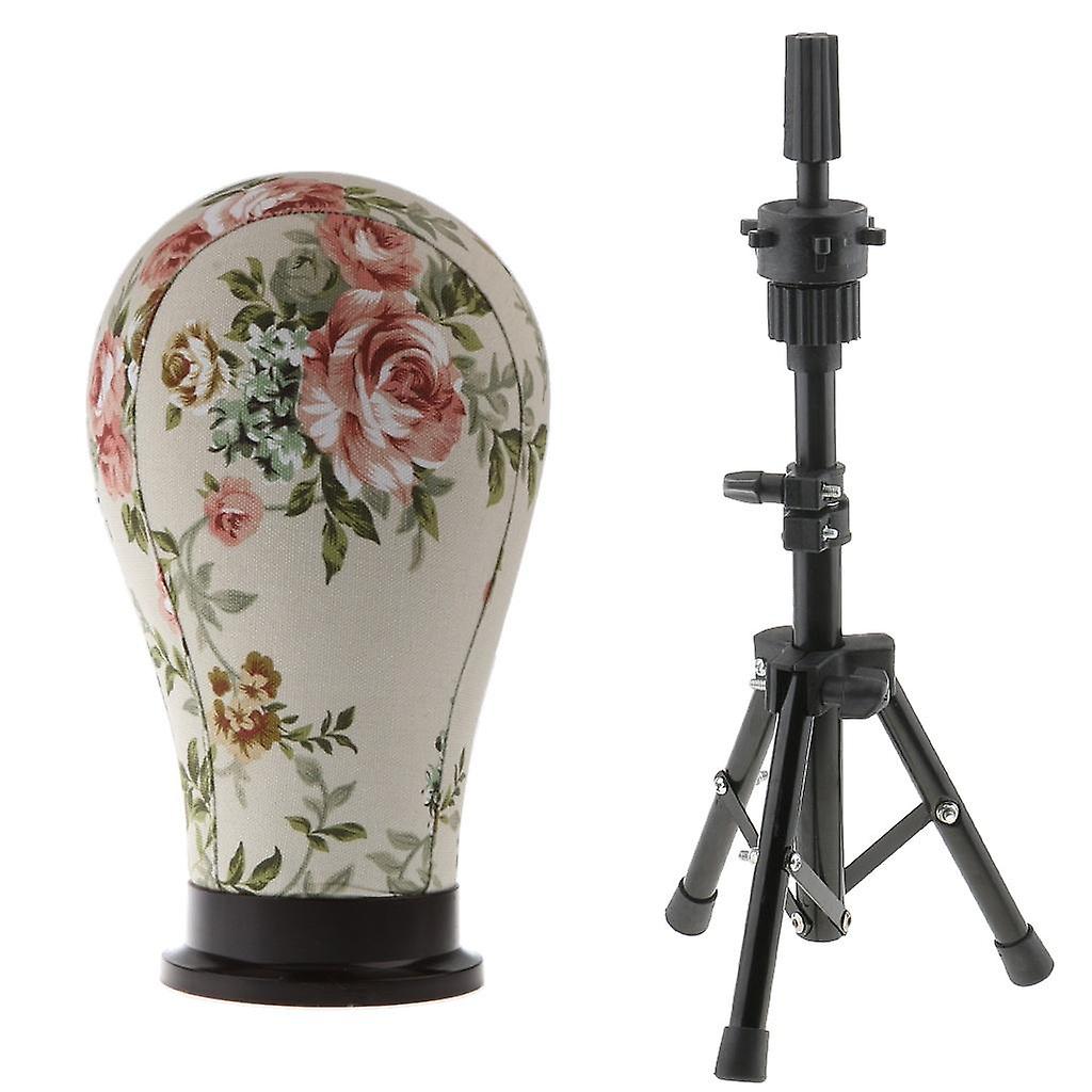 Canvas Block Mannequin Model Head Wigs Making Display Tripod Stand 22"