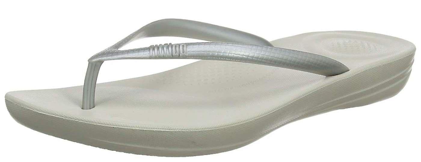 Fitflop Iqushion 人間工学に基づいたシルバーレディースビーチビーチフロップ