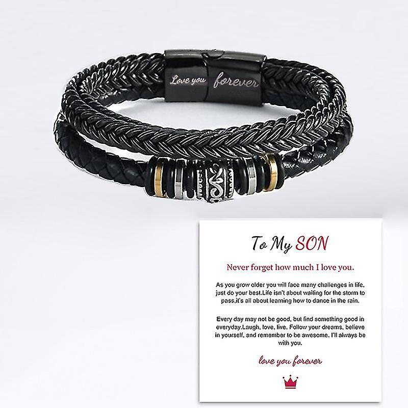 Personalised Men's Leather Photo Engraved Bracelet With Engraved Names...