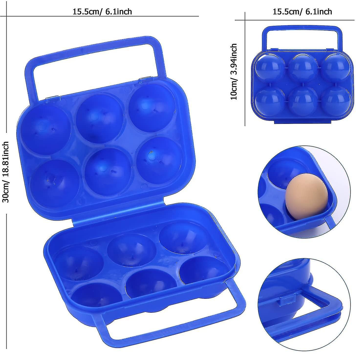 Egg Carriers With Handle, Portable Eggs Storage Case,6 Grid Blue