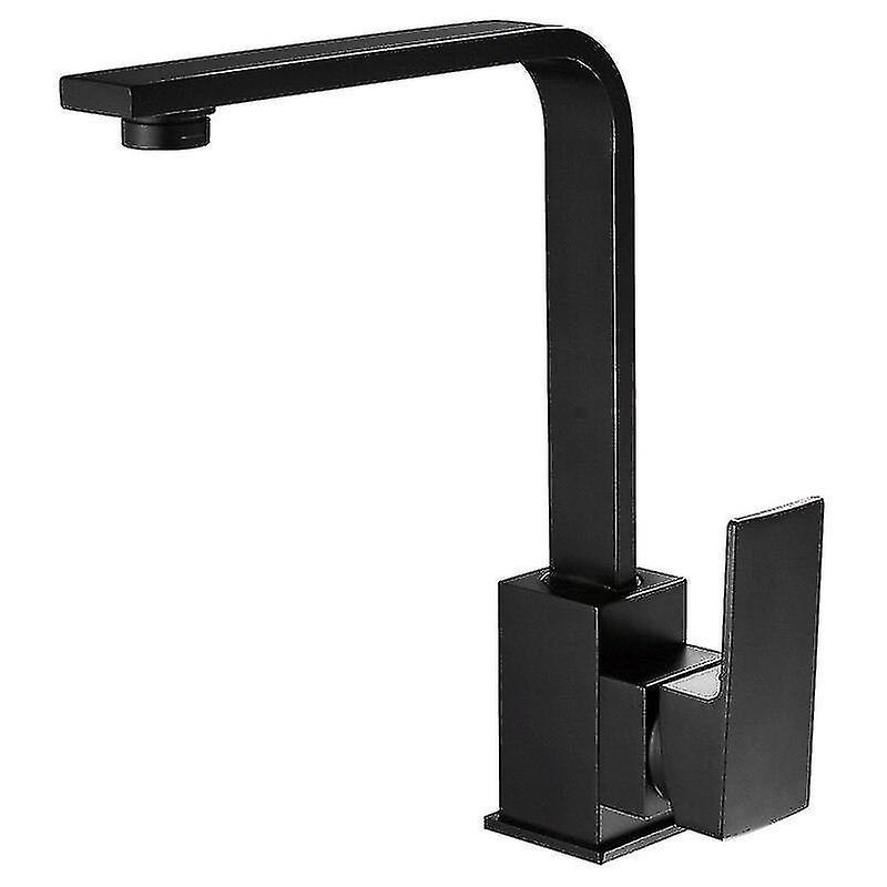 Black Kitchen Sink Faucet Wash Basin Hot And Cold Water Mixer Taps Copper Square Single Handle