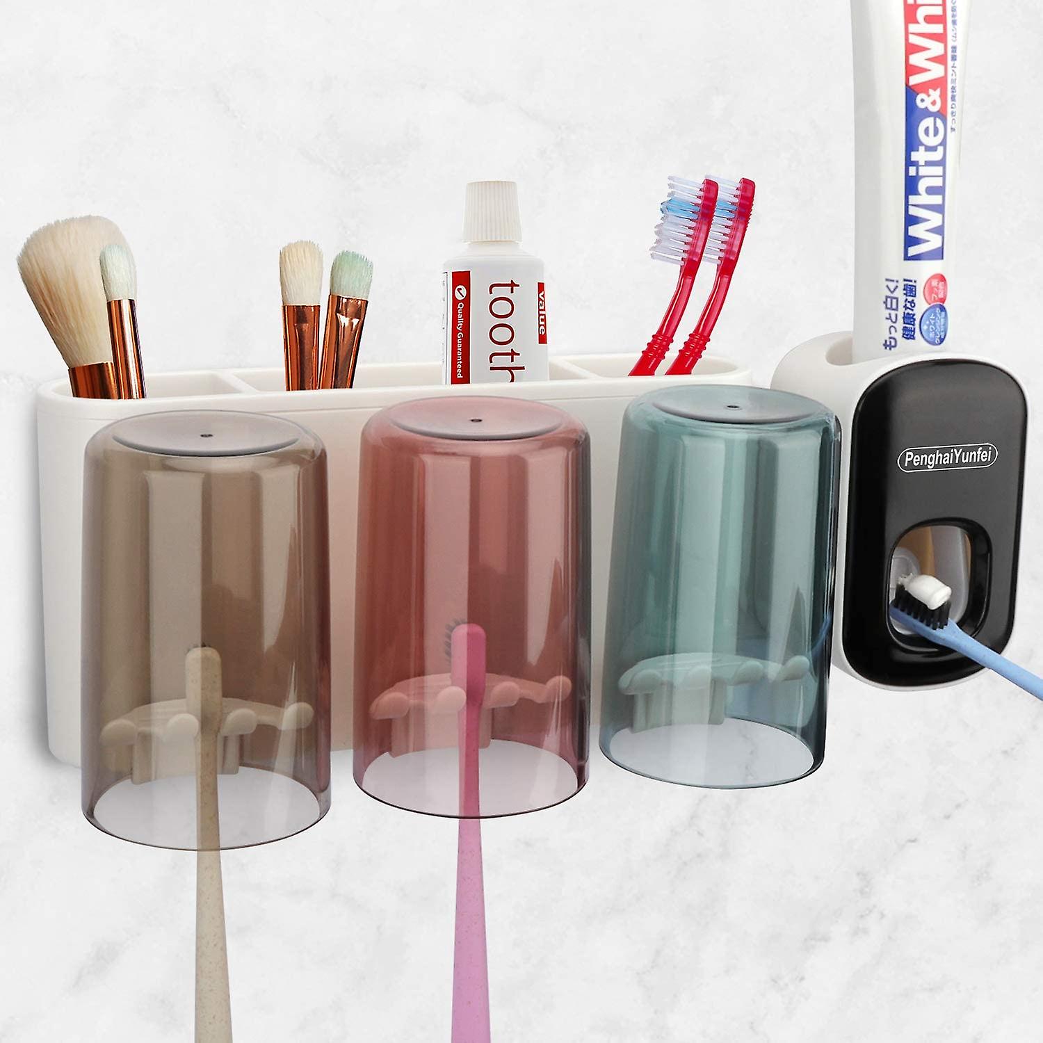 Automatic Toothpaste Dispenser - Automatic Wall-Mounted Toothbrush Holder Set, Multifunctional Space-saving Toothbrush Storage Box, No Need To Drill