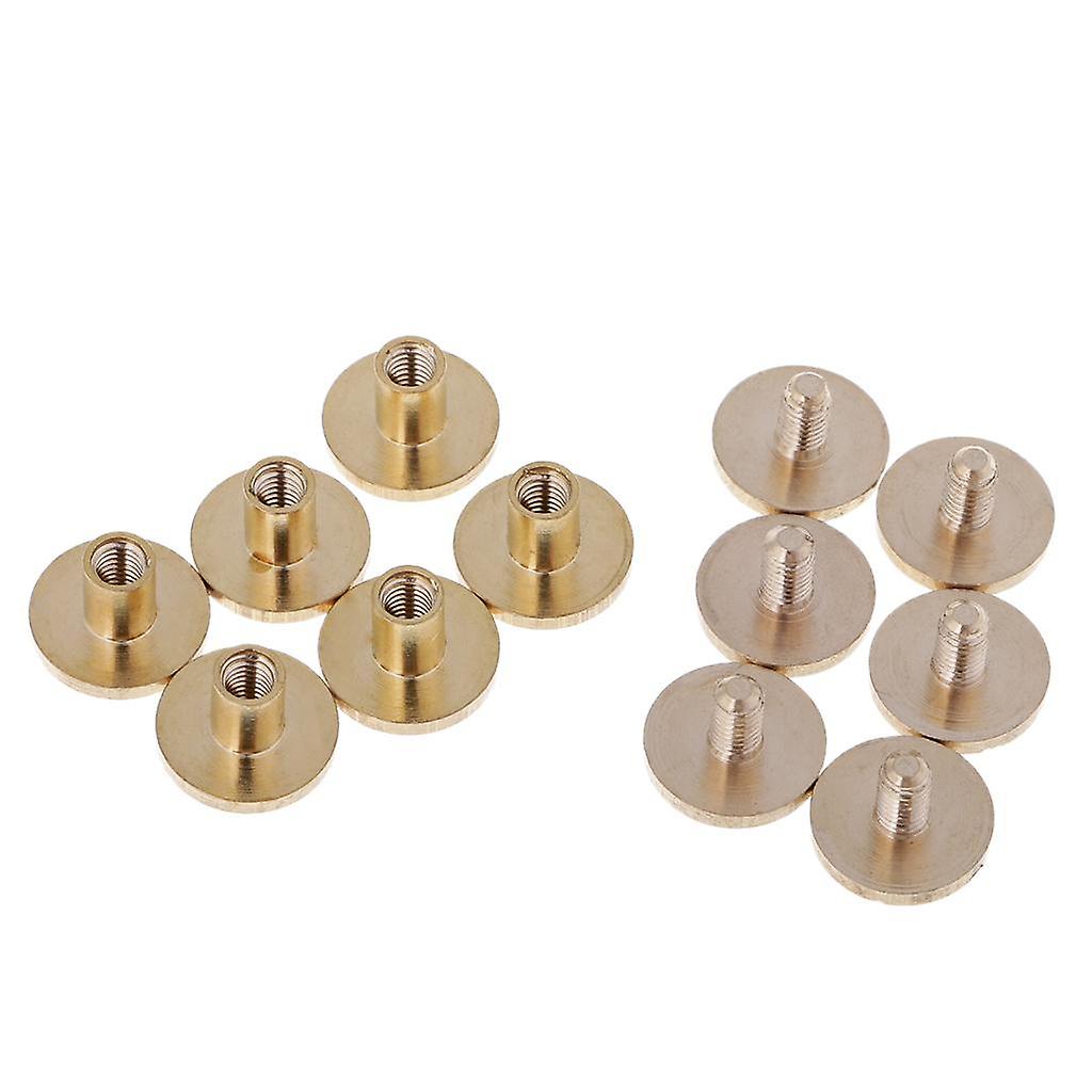 6 Pieces Solid Brass Nail Rivet Stud Button for Belt Bag Leather Craft 5mm