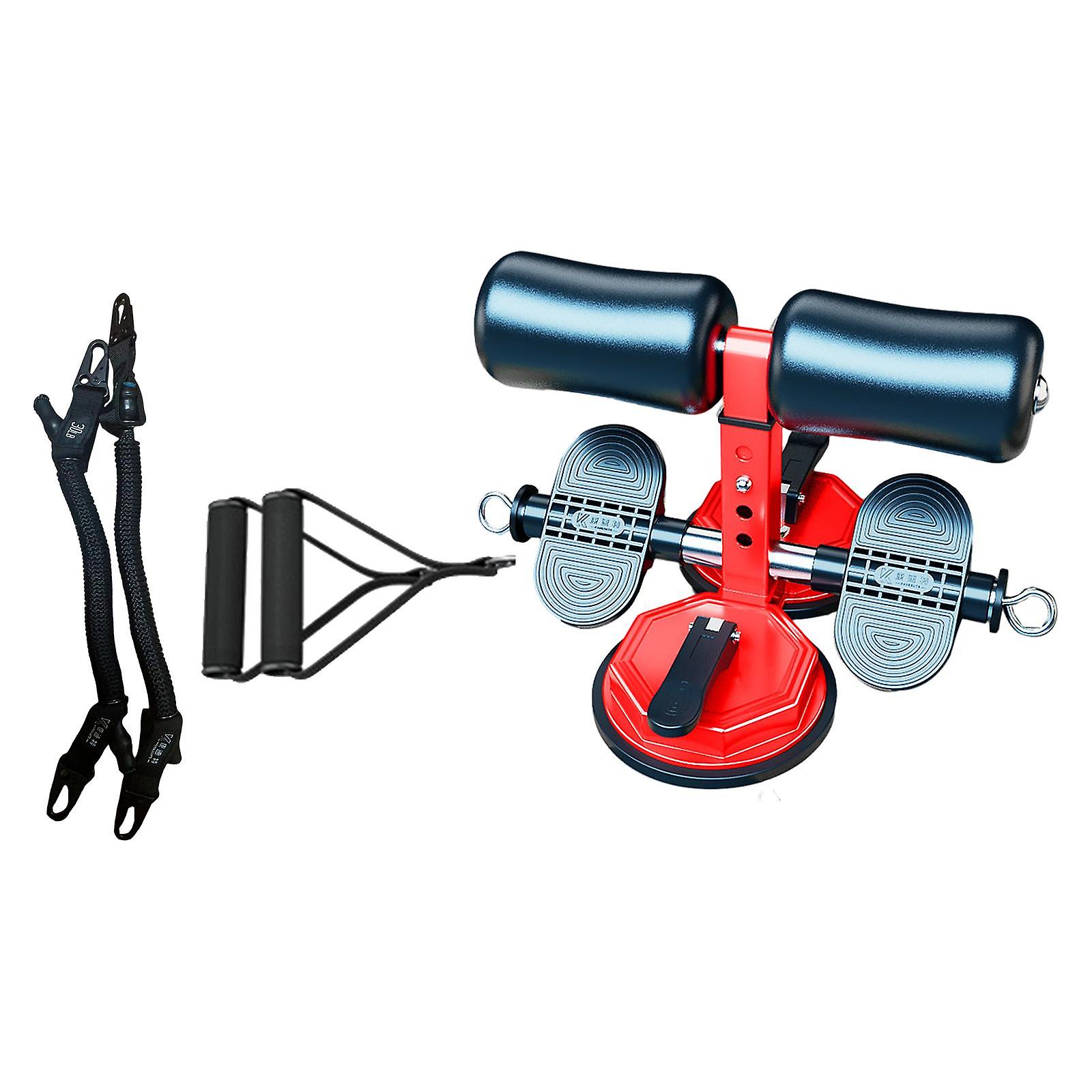 Sit up Bar with 2 Strong Suction Cups Adjustable Assistant Device Situp Aid Red with Rope
