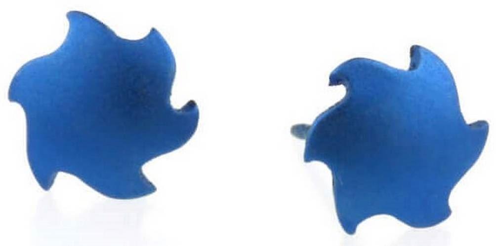 Ti2 Titanium Sun Stud Earrings - Navy Blue