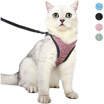 Ultralight Cat Harness And Leash Kitten Collar Soft And Comfortable Cat Walking Vest Running Leak-Proof Suitable For Puppy Rabbits(Pink, S)