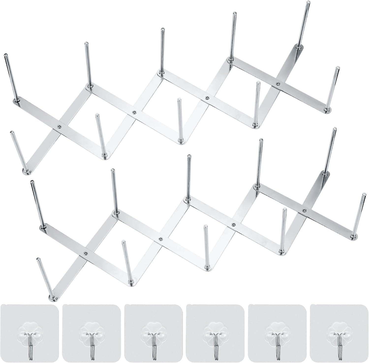 2 Pcs Adjustable Stainless Steel Pot Lid Holder Organizer