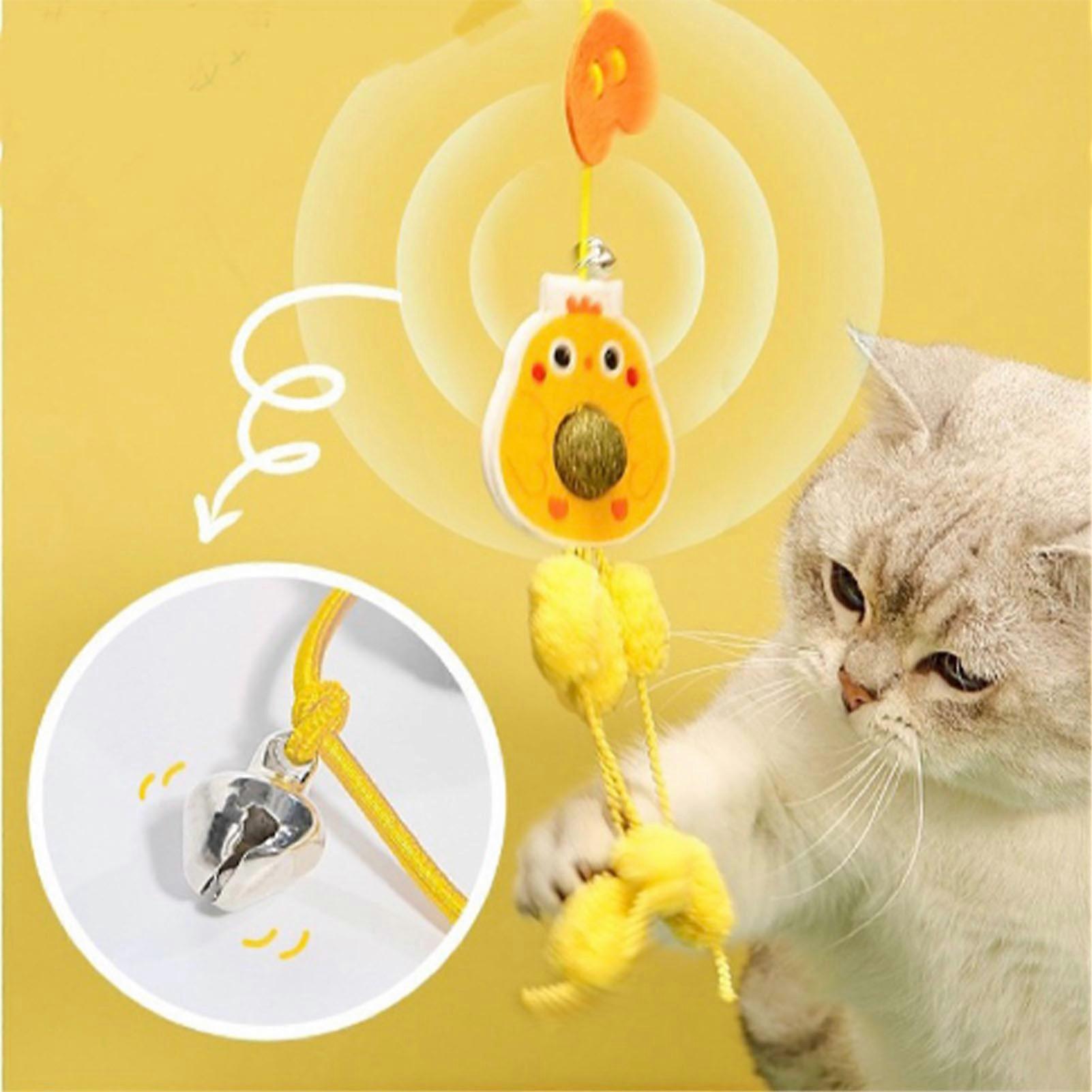String Cat Toy Hanging Door Feather Toy Elastic Retractable Cat Attractive Teaser Toy Small Yellow Chicken 