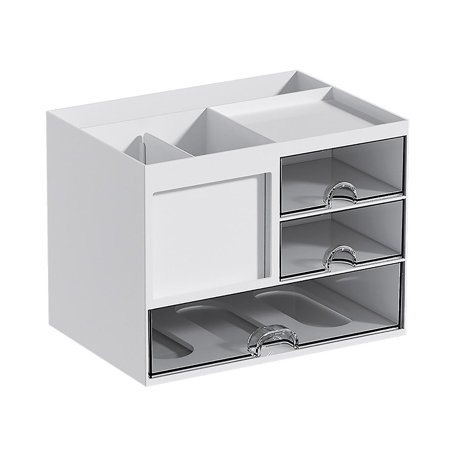 Multifunctional Desktop Organizer Drawer Box with Pen Holder Large Capacity Multi-Compartments Desk 