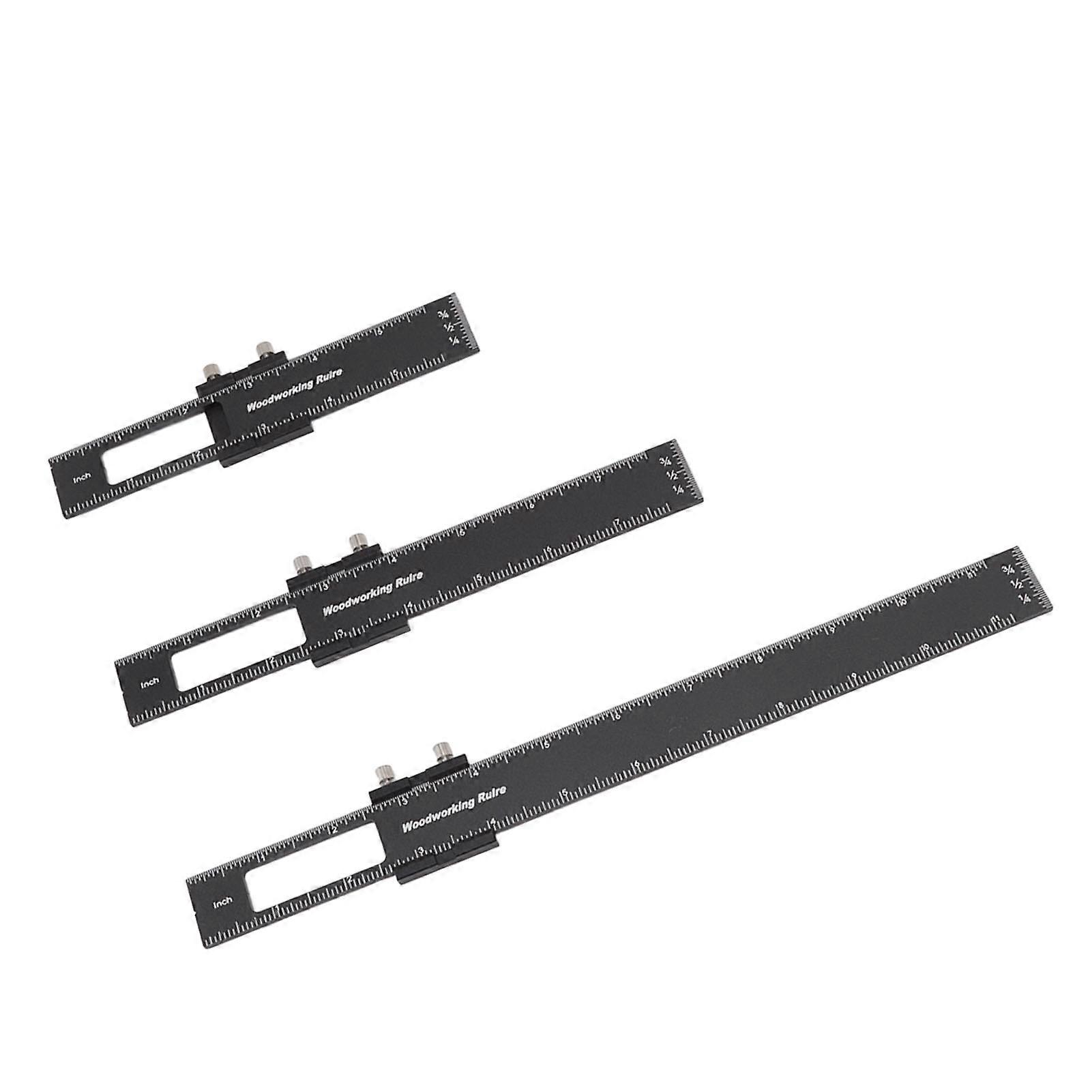 3 Pcs Woodworking Ruler Set Aluminium Alloy T Type Scribing Marking Measuring Ruler with Slide Stops