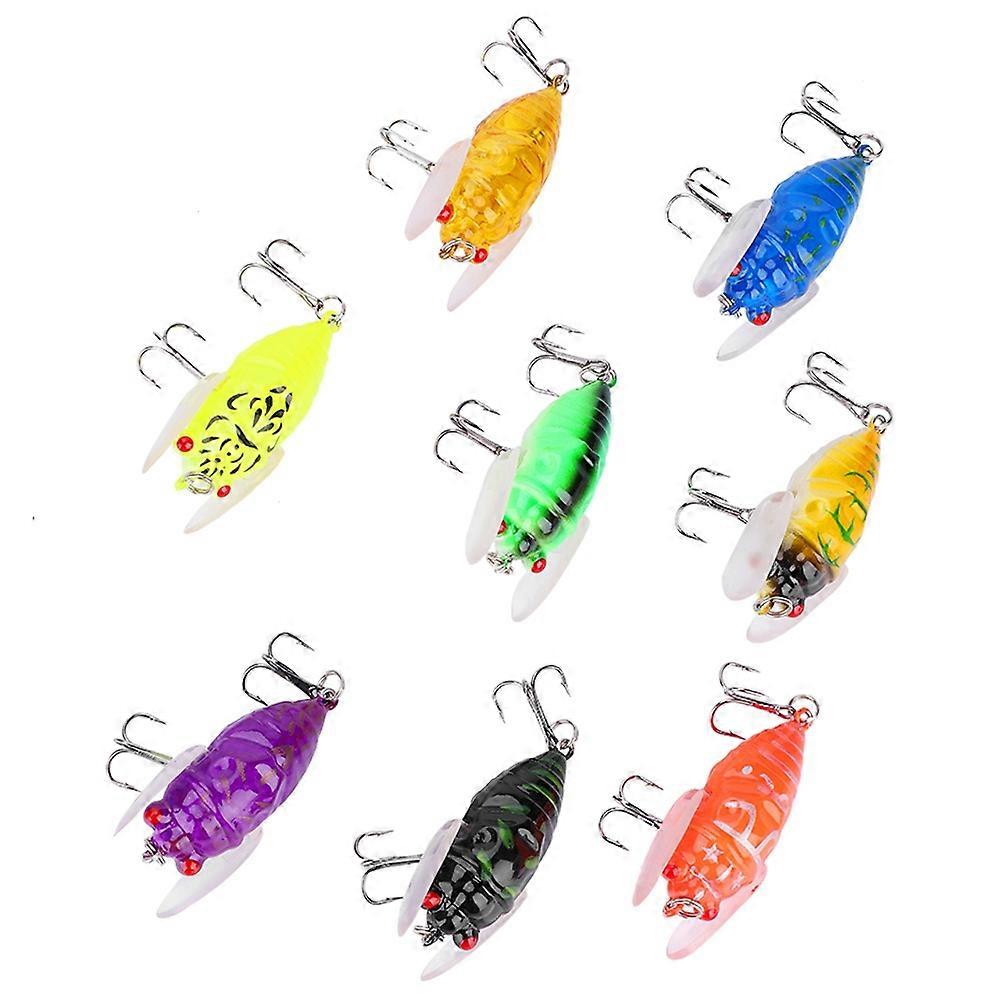 8 Colors Colorful Soft Cicada Shape Fishing Lures 5cm 6g Simulating Fish Baits with Hooks Durable Realistic Design