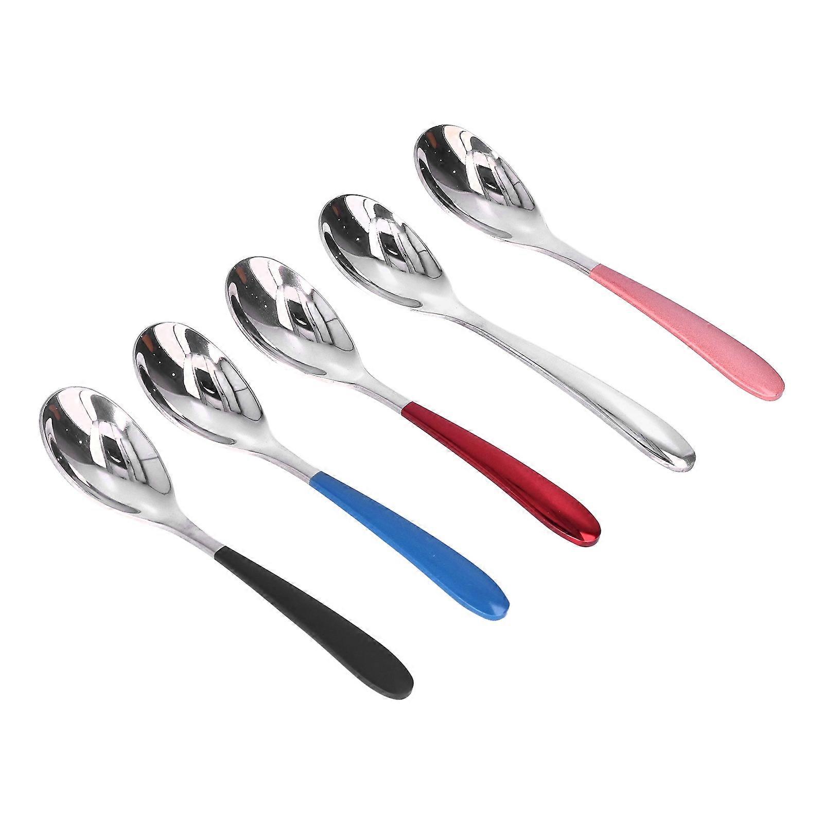5Pcs Coffee Spoon Not Bending Rust Corrosion Resistance Easily Clean Elegant Appearance Colorful Coffee Spoons for Restaurant