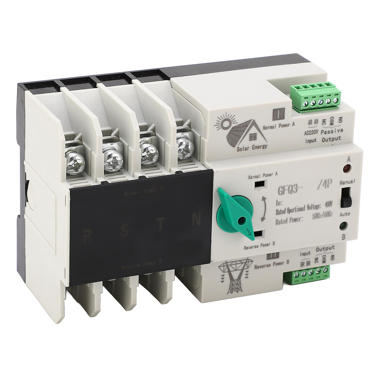 AC400V Dual Power Automatic Transfer Switch 4P 50 Or 60Hz Dual Electronic Power Circuit Breaker for Factories Shopping Malls 100A 