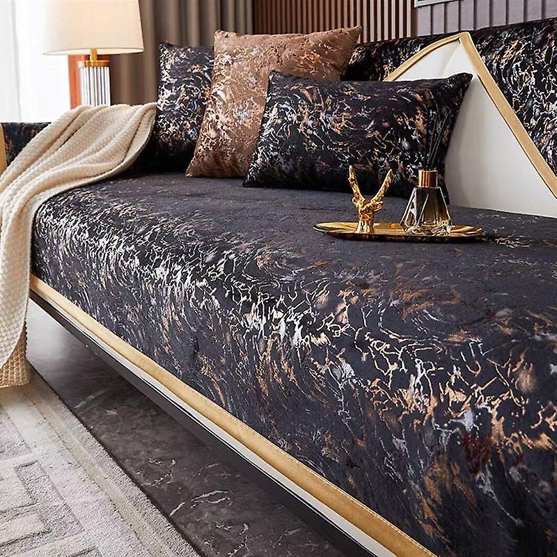 Simple and Modern Light Luxury Sofa Cushion, Dutch Velvet Bronzing Style Cushion, Four Seasons Universal Non-slip Sofa Cover