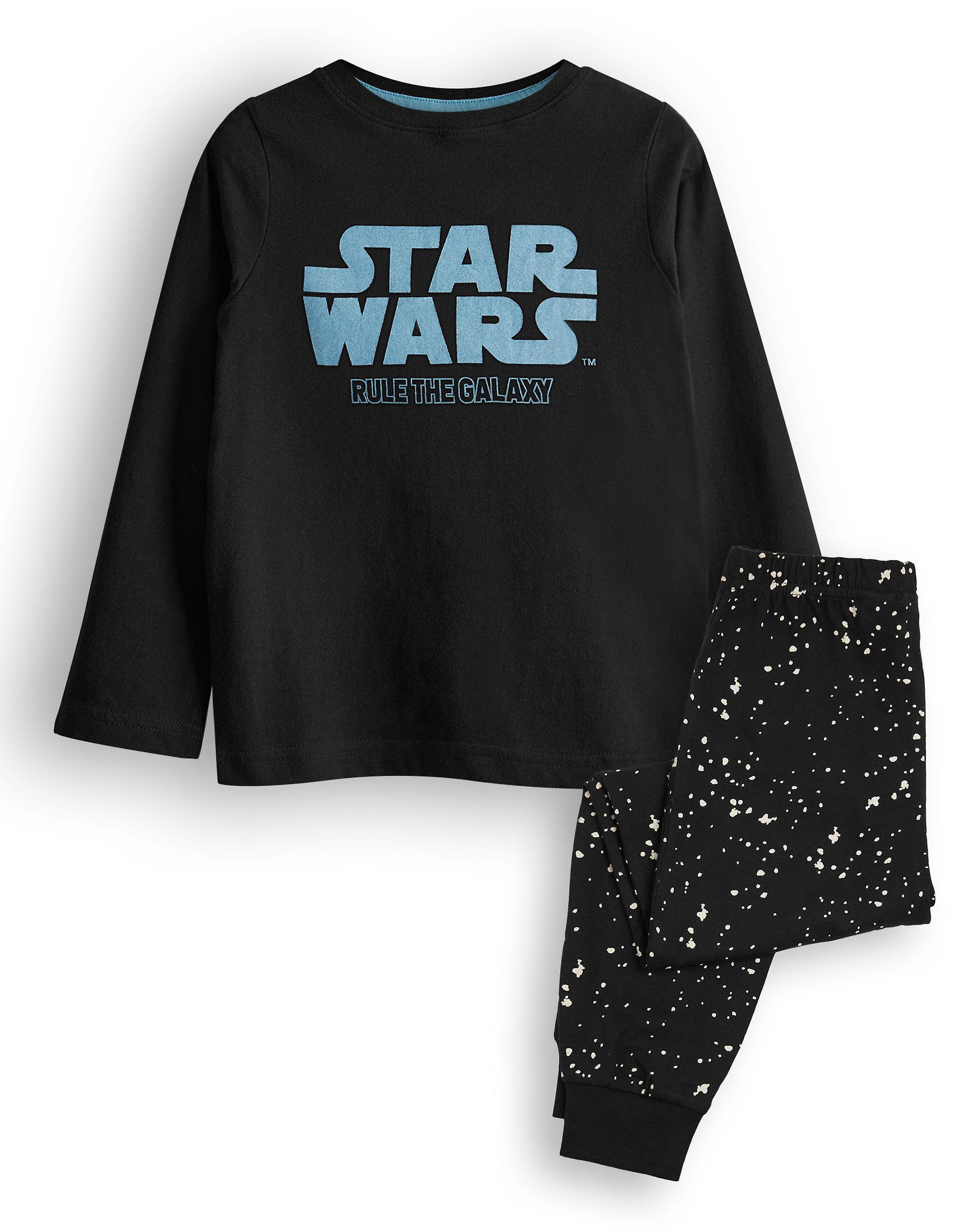 Star Wars Boys Long Sleeve Long Leg Pyjama Set Black Foil Print