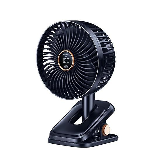 Desktop Clip-on Fan with Digital Display Strong Wind Low Noise Battery Operated Rotatable Rechargeable Personal Mini Desk Fan