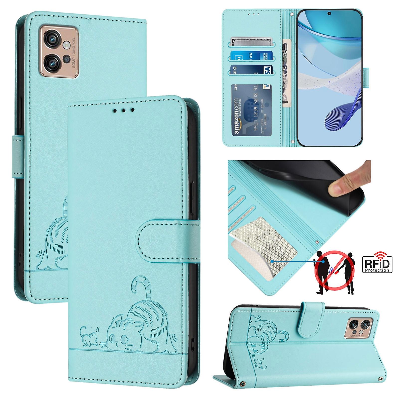 Cat Pattern PU Case For Motorola Moto G32