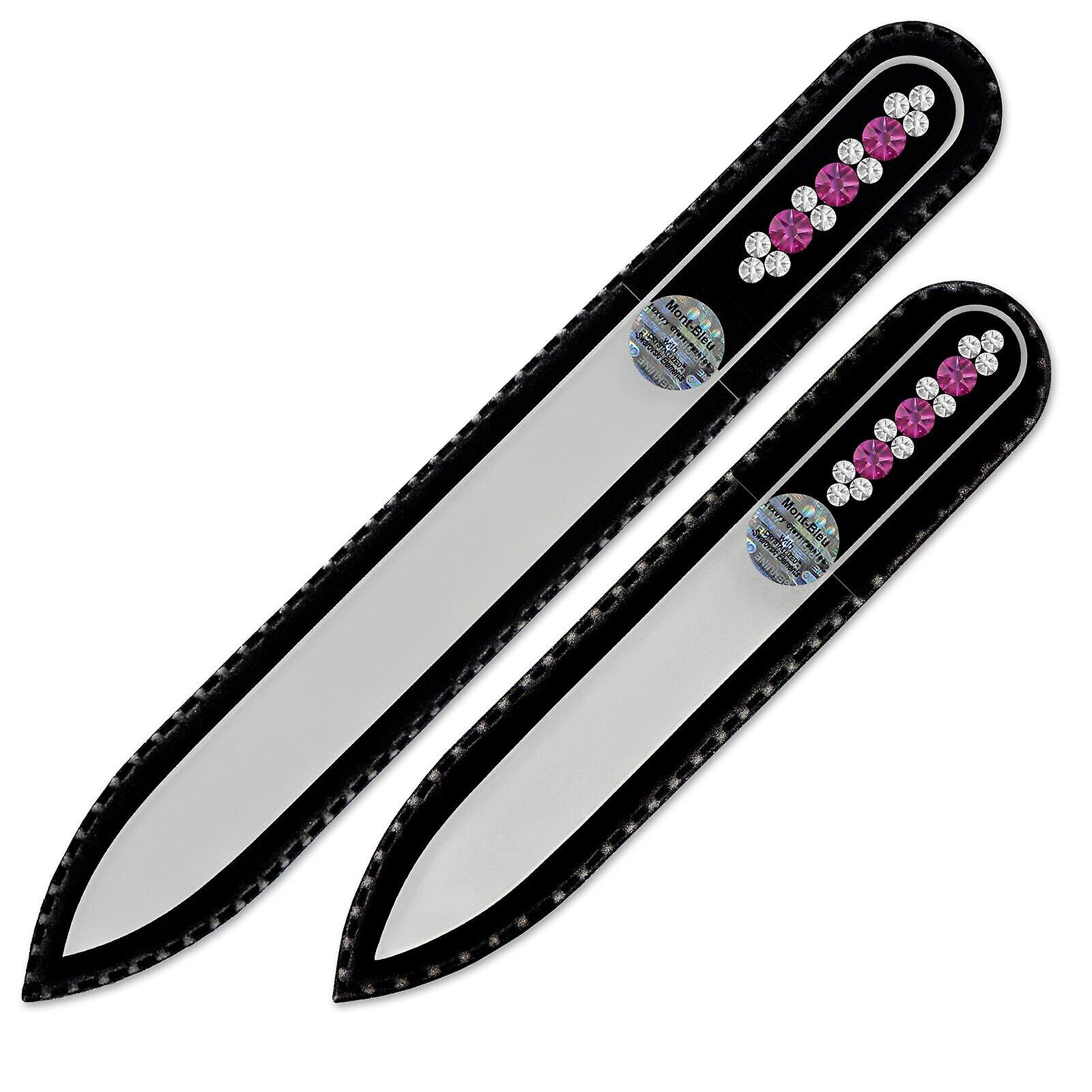 2-piece set with Hand Decorated Crystal Nail Files OR-MS - Fuchsia - Crystal